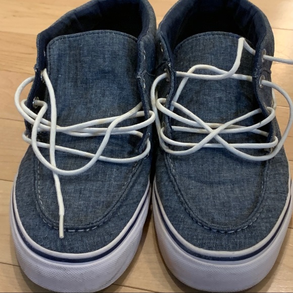 Vans Mid Boat Shoes Denim Blue Canvas Twill - Picture 8 of 10
